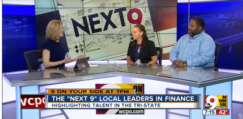 Apryl Pope celebrated on WCPO as a "Local Leader in Finance".